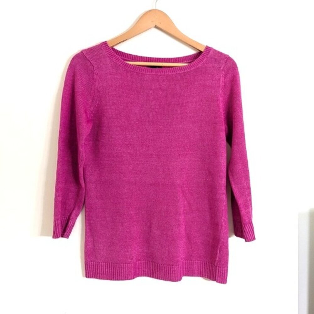 Talbots Chic Pink Linen Sweater 3/4‎ Sleeve Size S